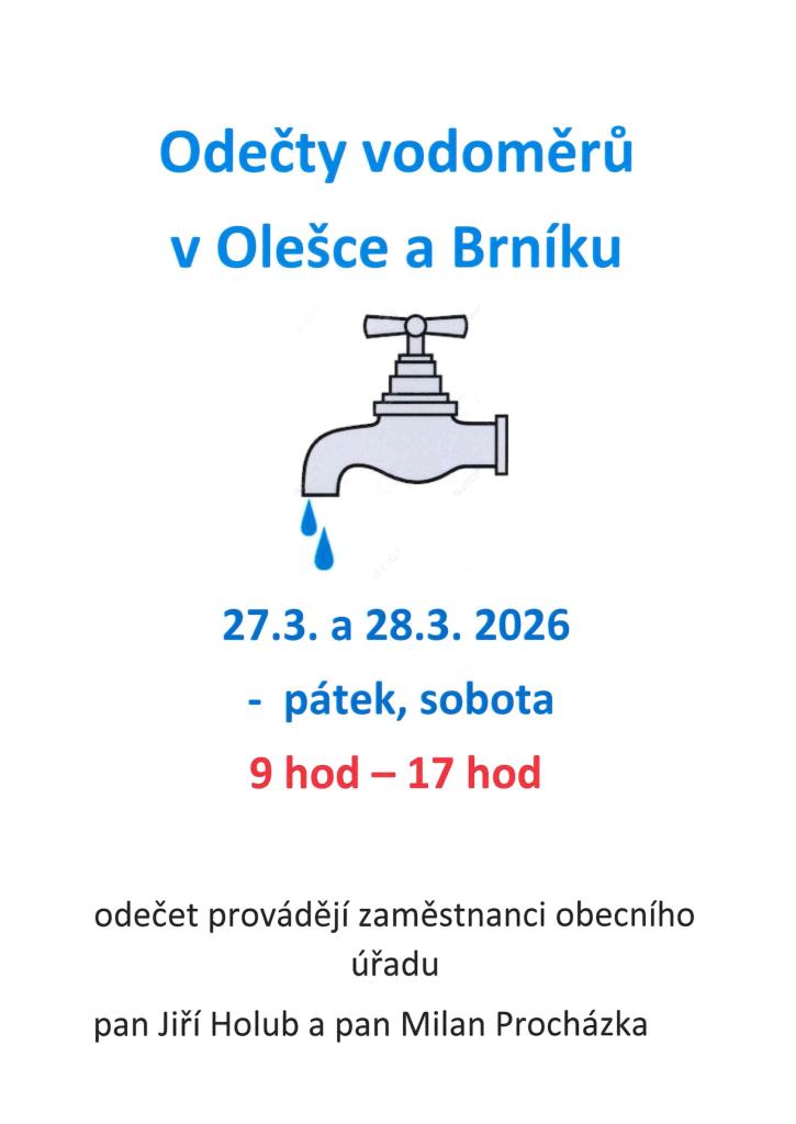 Odečty vodoměrů - Oleška, Brník