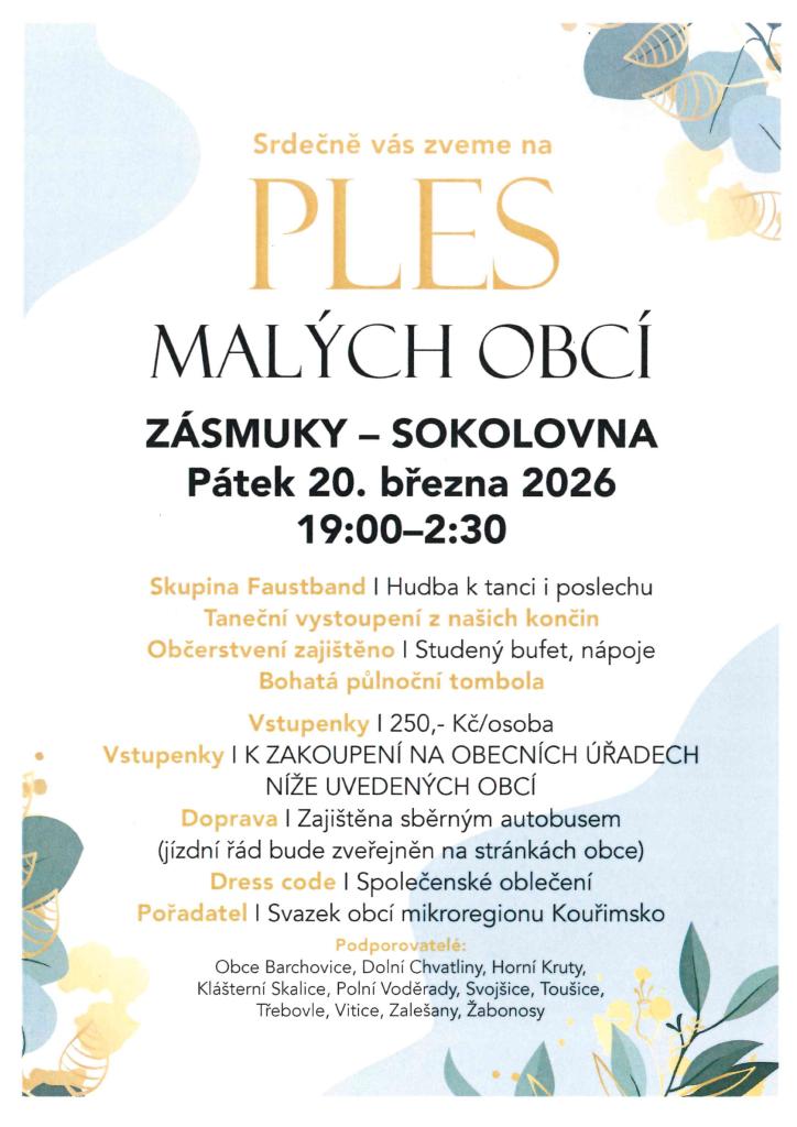 Ples malých obcí v Zásmukách dne 20.3.2026