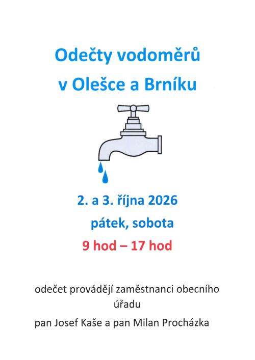 Odečty vodoměrů - Oleška, Brník